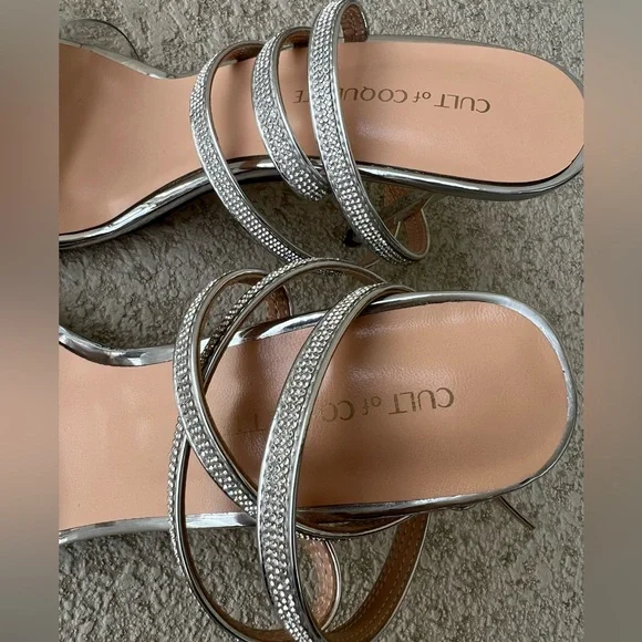 Cult of Coquette Elizabeth silver double bow heels size 8.5 - Picture 6 of 12